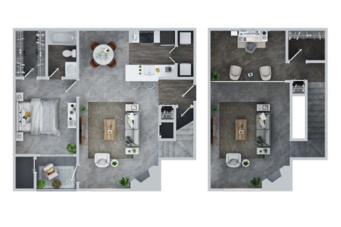 Floor plan for 1 bed, 1 bath, 1045 sqft